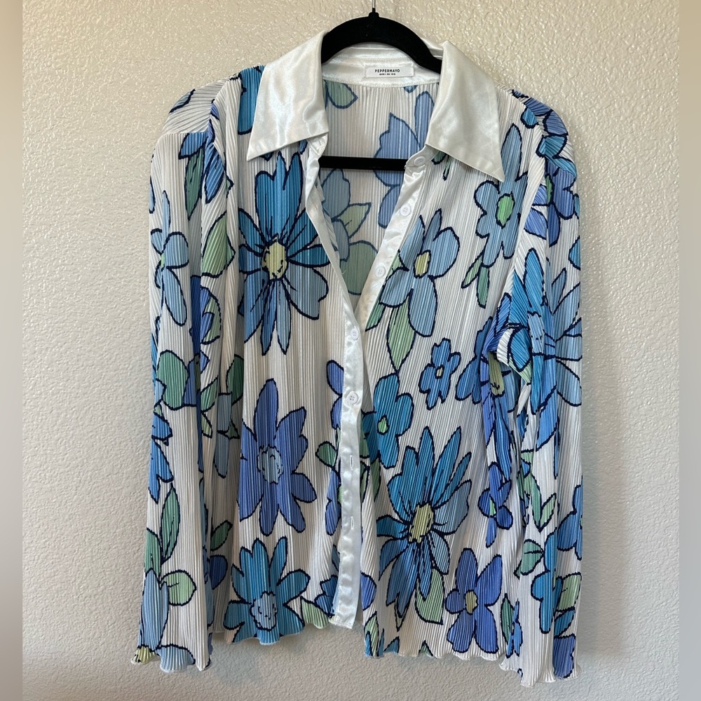 Floral button down top